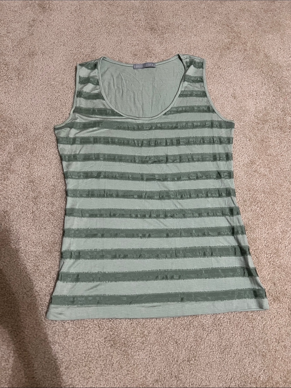 Textured Stripe Scoop Neck Tank Top in Sage Green